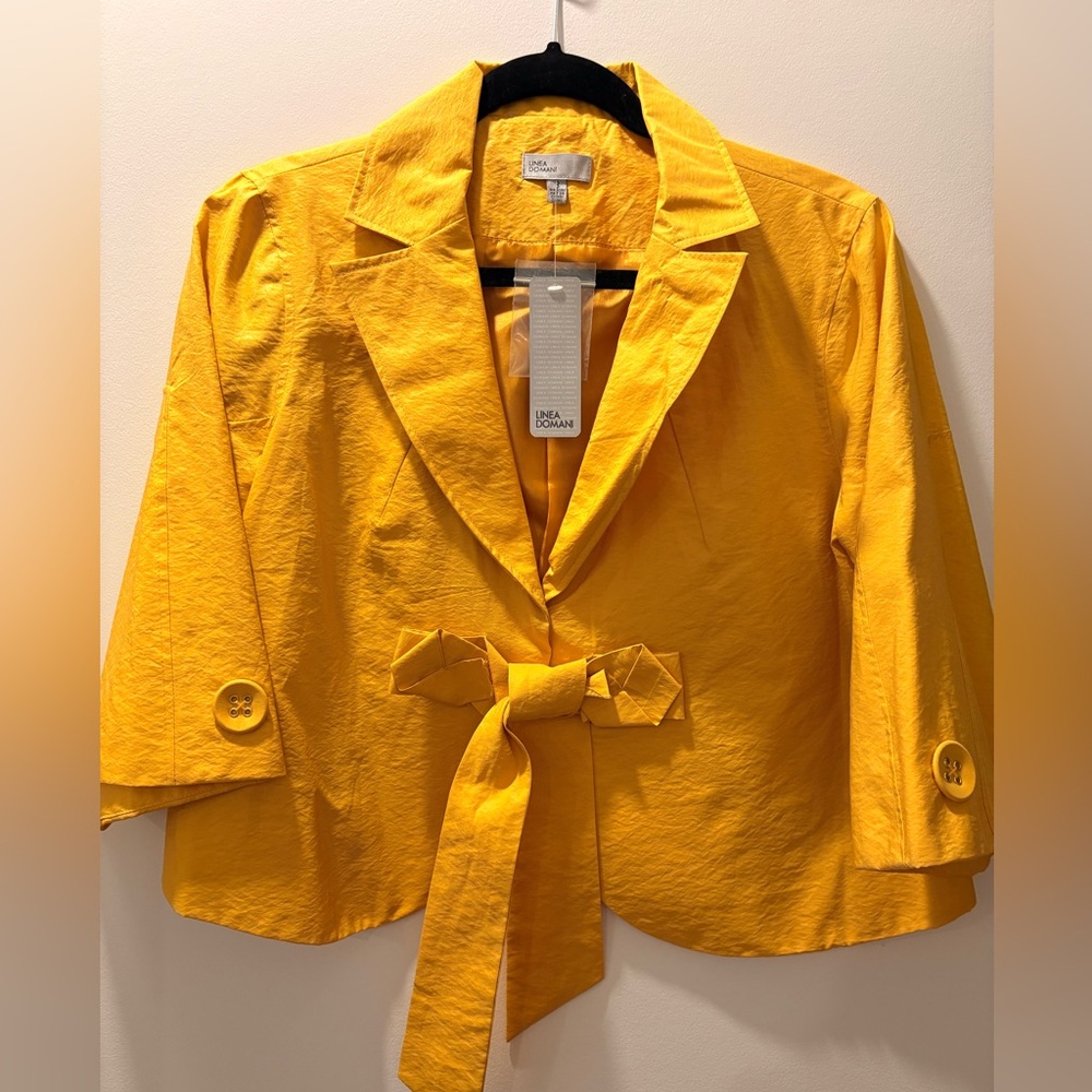 Elegant Yellow Blazer with Bow Detail